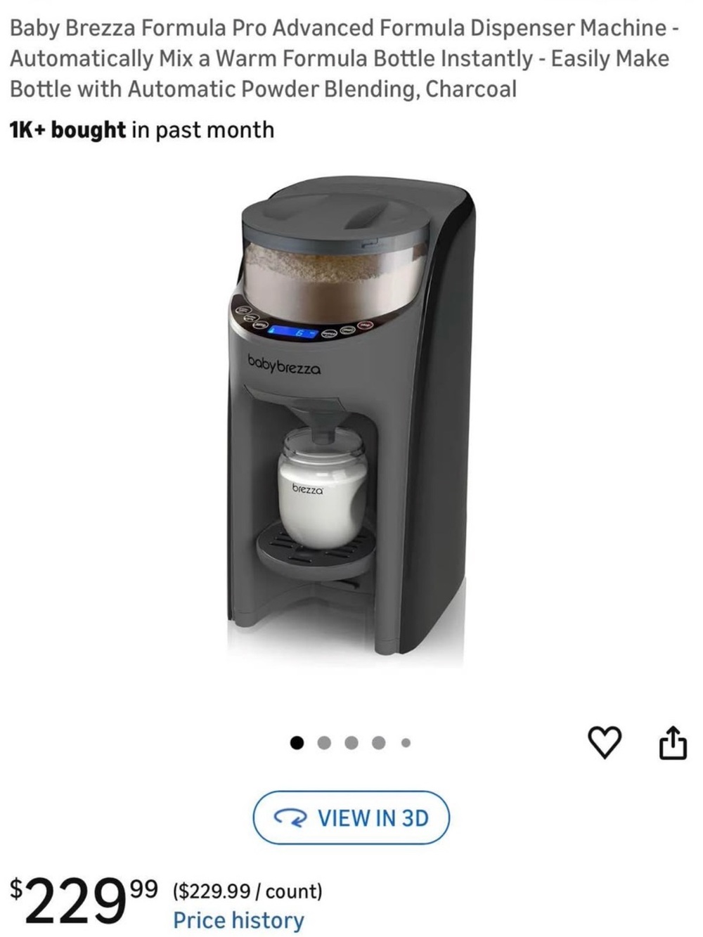 Brand new Baby Brezza Formula Pro Advanced Formula Dispenser - Charcoal